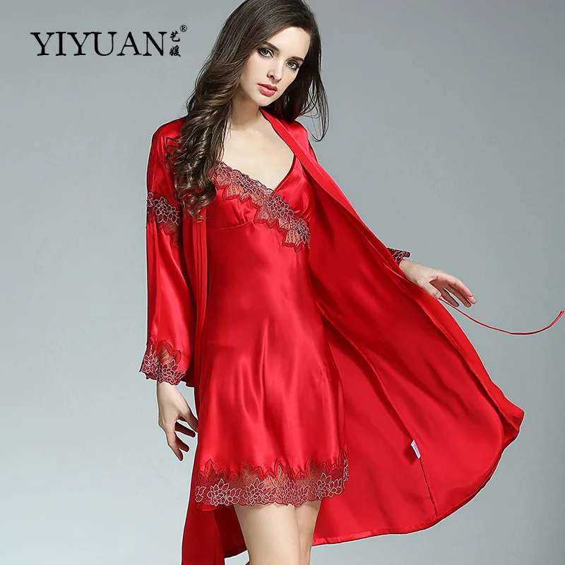 [SALE] 100 Genuine Silk Bathrobes Female Two Piece Heavy Silk Bathing