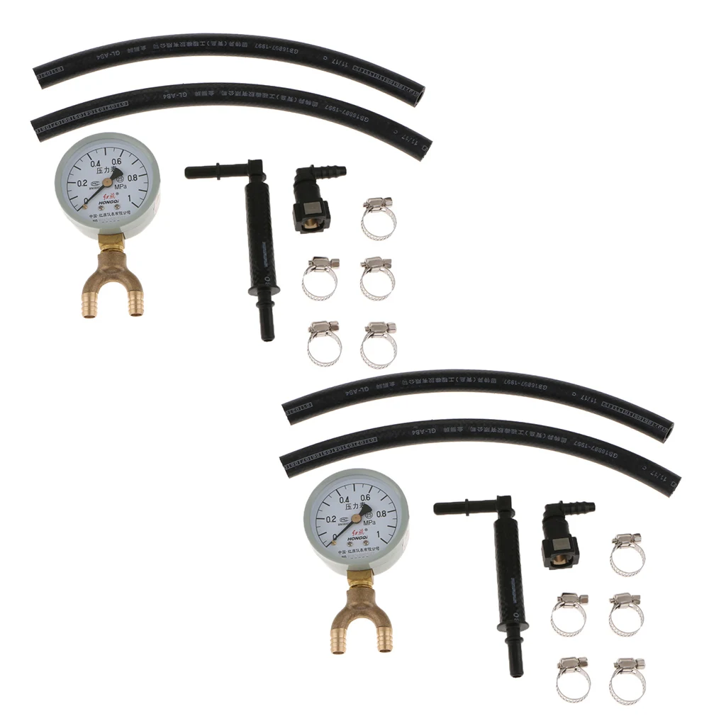 2 Set Car Fuel Injection Pump Pressure Injector Tester Pressure Gauge Kits