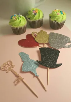 

cute Alice in Wonderland cupcake toppers Birthday wedding bridal shower baby shower tea party foodpicks