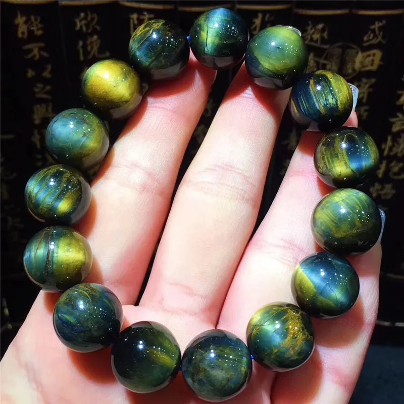 

14mm Natural Pietersite Blue Yellow Chatoyant Stone Gemstone Bracelet Namibia Barrel Beads Woman Man Gift Bracelets AAAAA