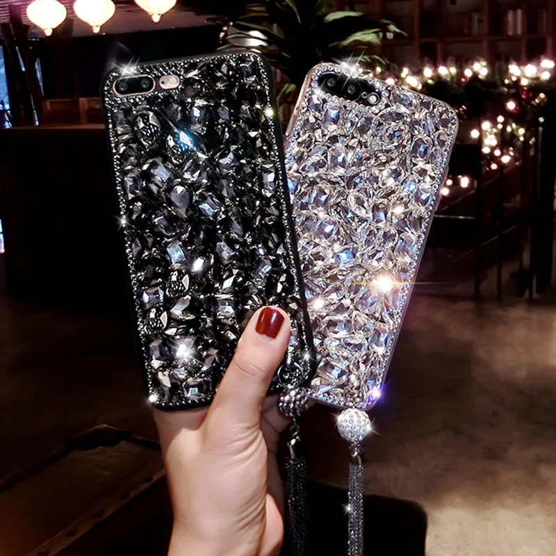 

Coque for iPhone 7 8 6 6S Plus Case Shockproof 3D Crystal Glitter Back Cover for iPhone XR X XS Max Case Diamond Bling Shell