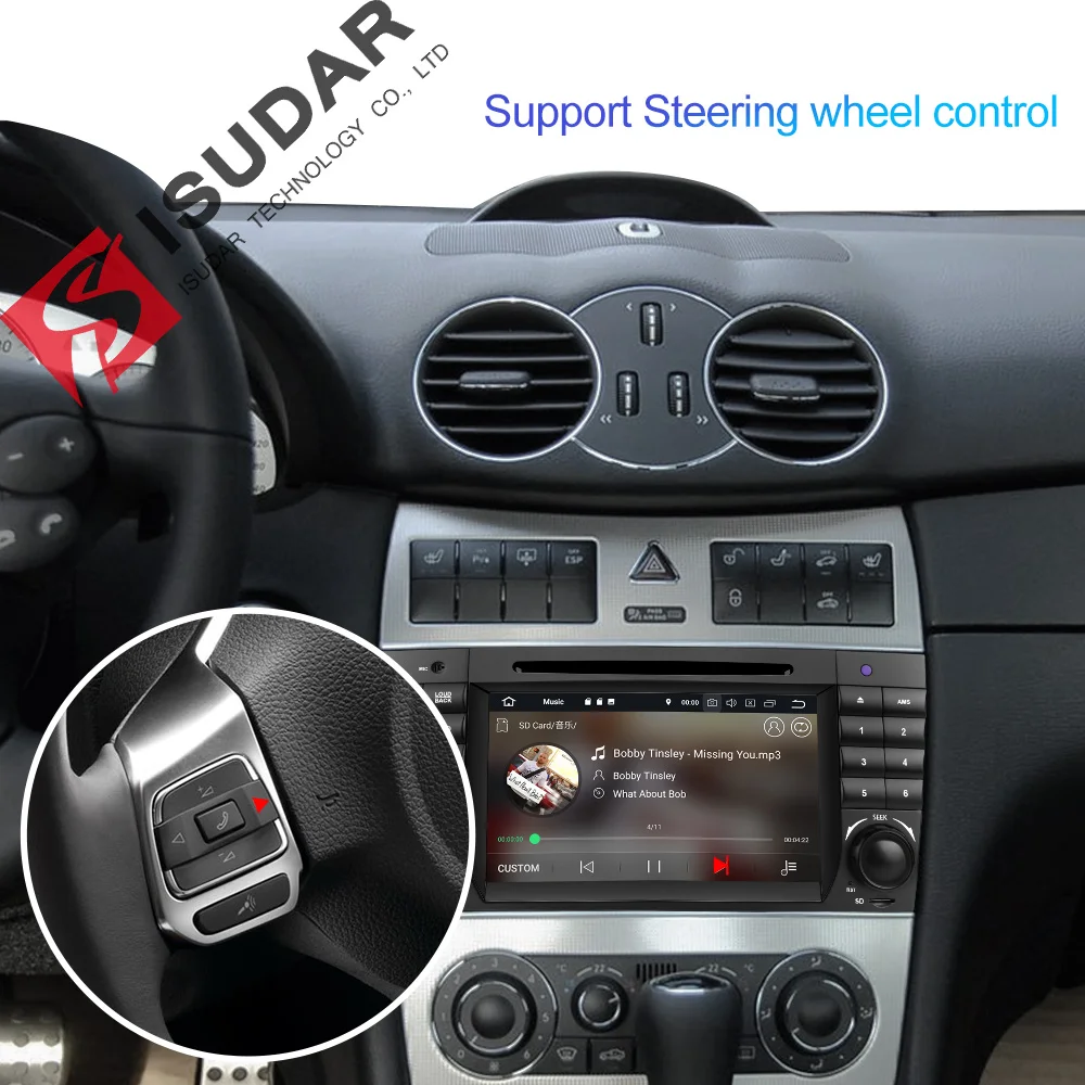 Best Isudar 2 Din Autoradio Android 9 For Mercedes/Benz/Sprinter/W203/A180/A-class Car Multimedia Player GPS Octa Core RAM 4G DSP DVR 2