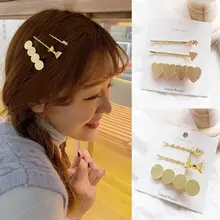 1 комплект Для женщин девочек шлифованного металла сплава Заколки для волос волнистые заколки для волос круглый кулон покрытый сердечком и бантиком в текстурированная заколки блестящие заколки для волос