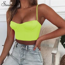 Simenual Sexy Slim font b Women b font Bralette Crop font b Top b font Neon