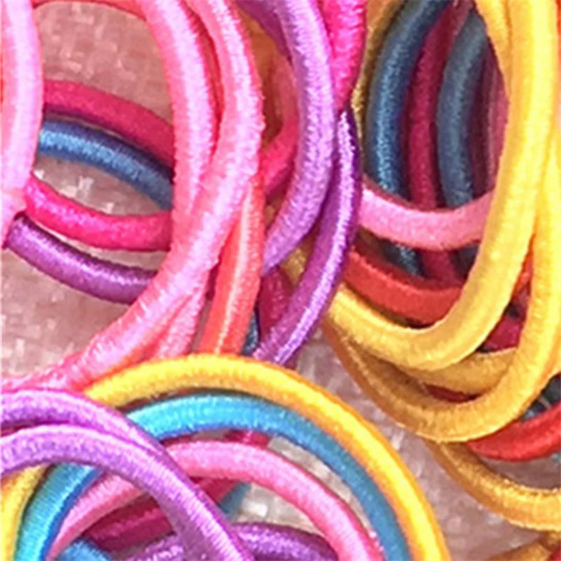 50 шт./лот мини-юбка для девочек модная повязка для волос Карамельный цвет резиновая Галстуки кольцо резинка для волос, обтянутая тканью; Веревка хвост держатель для детей аксессуары для волос - Цвет: 100pcs colorful
