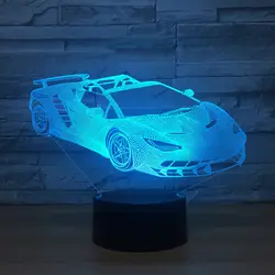 Светодиодный автомобиля 3D лампа 7 цветов Изменение светодиодный Luminaria ночник 3D Иллюзия свет лампы Спальня освещения для Для детей игрушка в