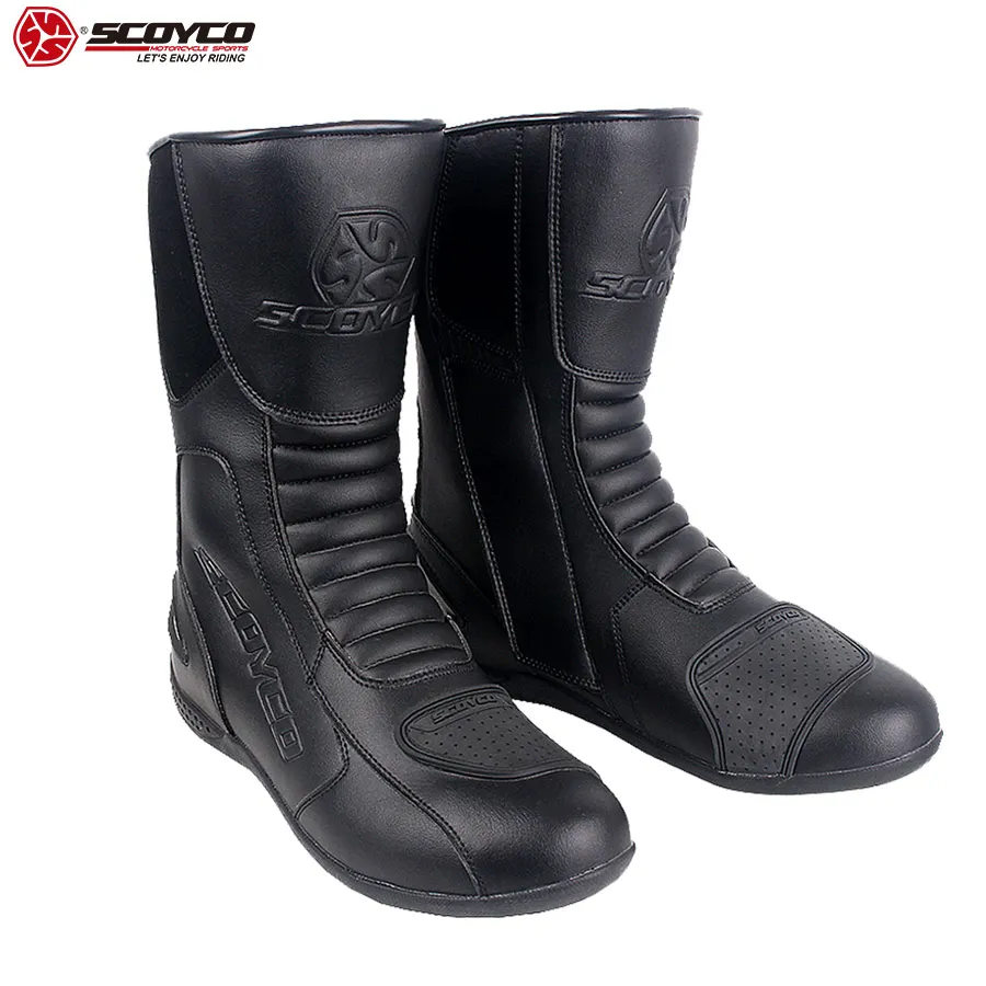 

SCOYCO Waterproof Motorcycle Boots Men Retro Reflective Safety Microfiber Leather Motocross Boots Wearproof Anti-skip MBT007W