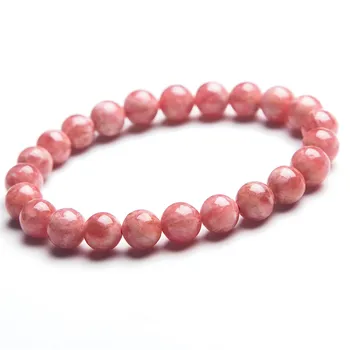 

8mm Genuine Natural Rhodochrosite Gemstone Crystal Round Bead Stretch Bracelet