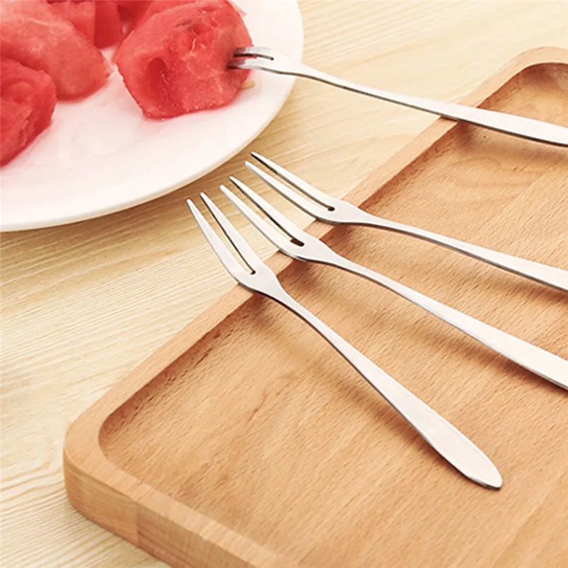 1PC Fork Stainless Steel Fruit Fork Dessert Cake Fork Salad Tableware Small Fork Cutlery Hotel Restaurant Party Supplies 40JY293
