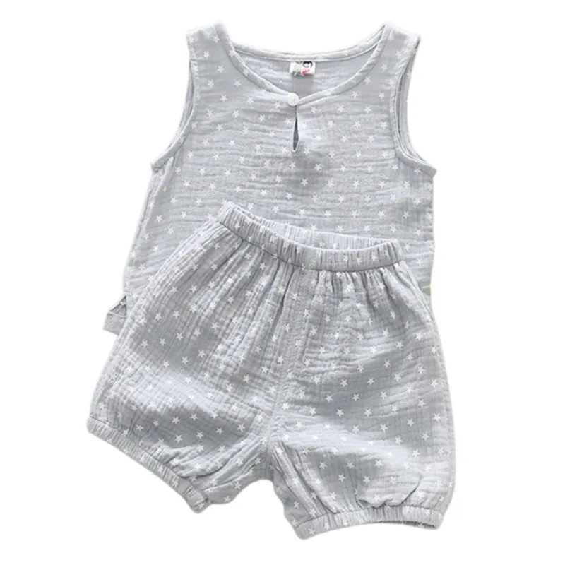 

Cotton Linen Boys 2018 Clothing Sleeveless Bebe Summer 2pcs Toddler Shorts Suit Kids Children Girls Set Vest 0-5T