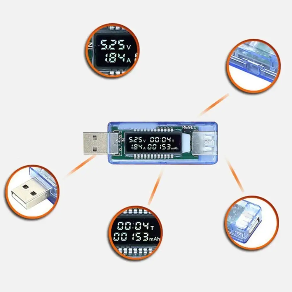 ЖК-дисплей USB 2,0 Цифровой ток напряжение доктор зарядное устройство Емкость тестер метр power Bank