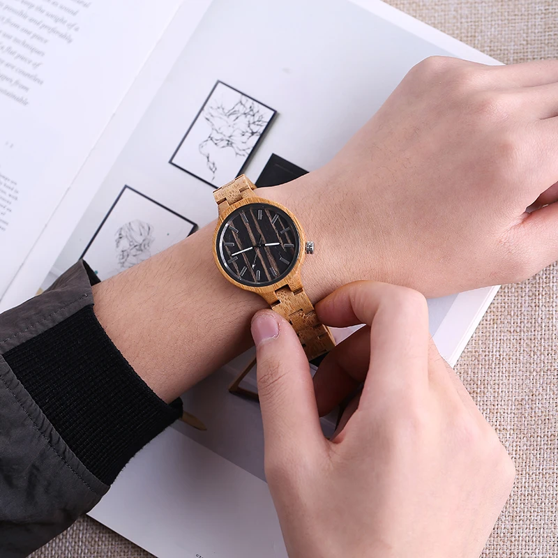 

Elegant Wood Watch Women Unique Natural Wooden Bracelet Wrist Watch Simple Fashion Design Women Ladies Watches relogio feminino
