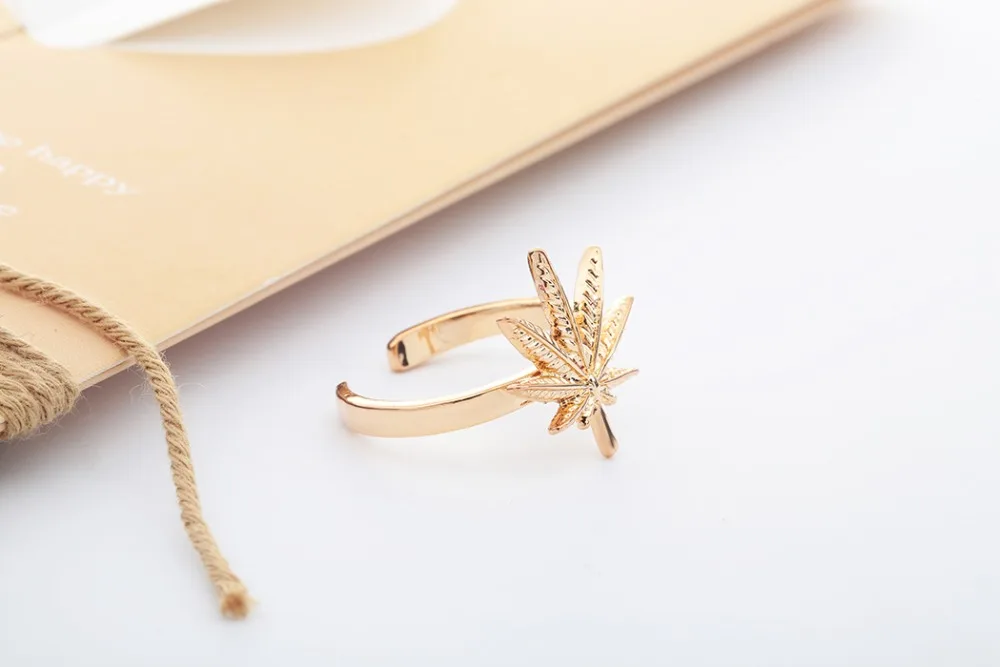 Todorova Рождественский подарок кольца для суставов палец женщины природа вдохновил элегантные ювелирные изделия кленовый лист Незамкнутое регулируемое кольцо