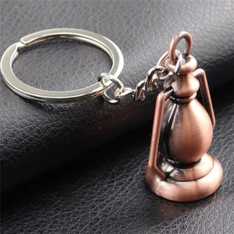 Cute Metal Lamp Shape Antique Lamp Key Chain Ring Keychain Creative