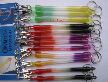 

New12 pcs Elastic Spring Coiled Plastic Key Chain Key Ring Spiral Strap Stretchy Lanyard H-26