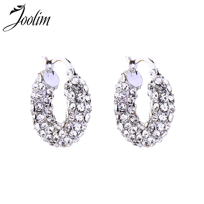 

Joolim Jewelry Wholesale/Clear CZ Crystal Hoop Earring Classic Earrings For Women