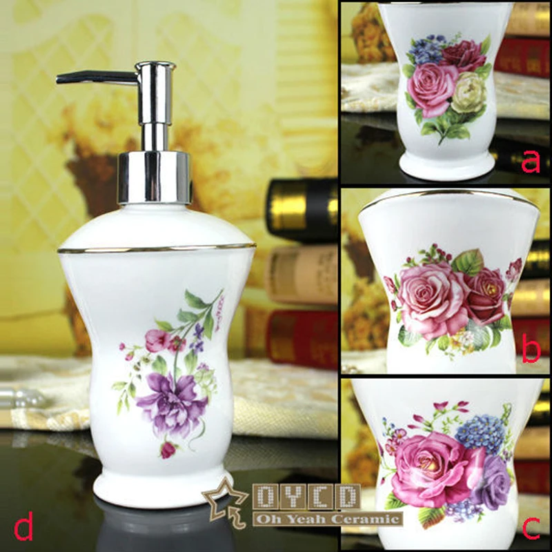 Ceramic soap bottle ultra thin super white bone china flowers design hand soap dispenser ceramic