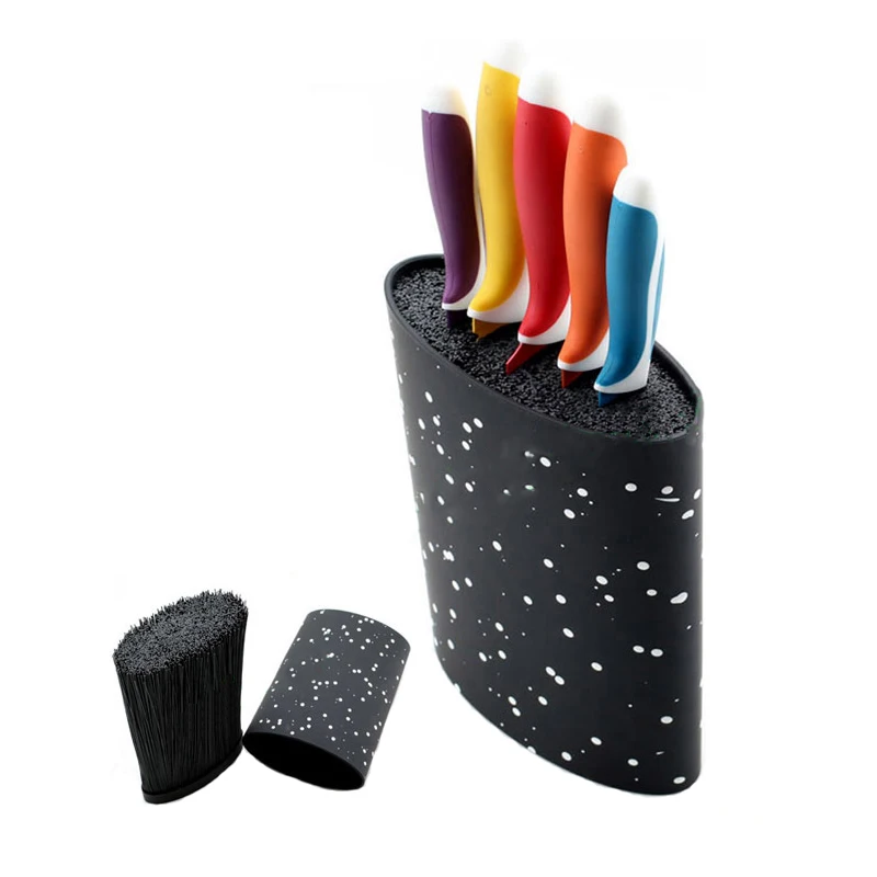 

Plastic Insert Knife Seat For Polka Dot Elliptical Universal Knife Holder Creative Black Kitchen Finishing Storage Knife Stand