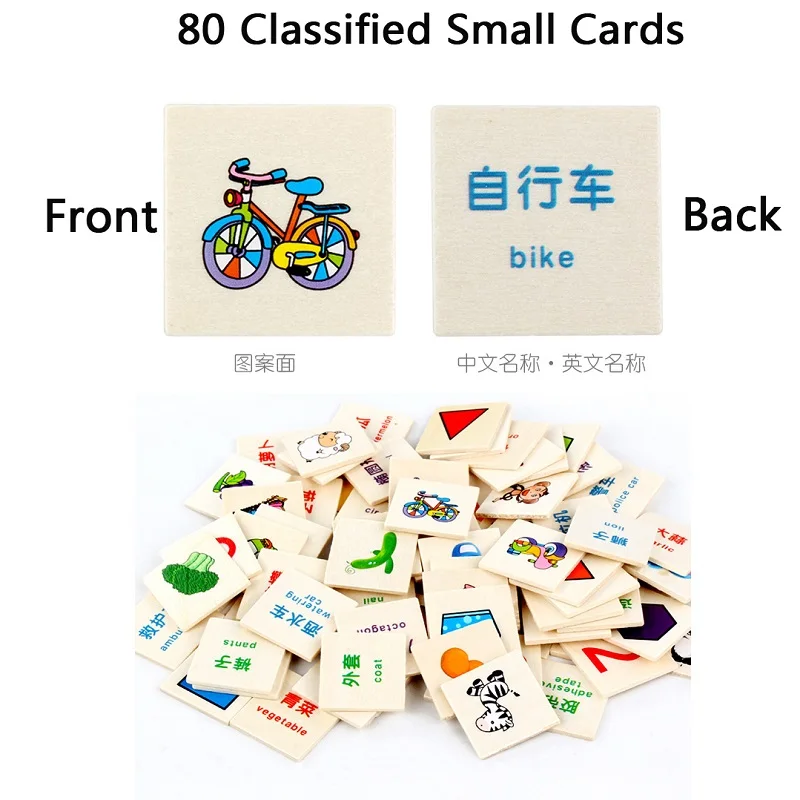 88pcs/Lot Wooden Matching Classification Box Toy Children Early Education Puzzle Digital Fruit Character Cognitive Toy Gift