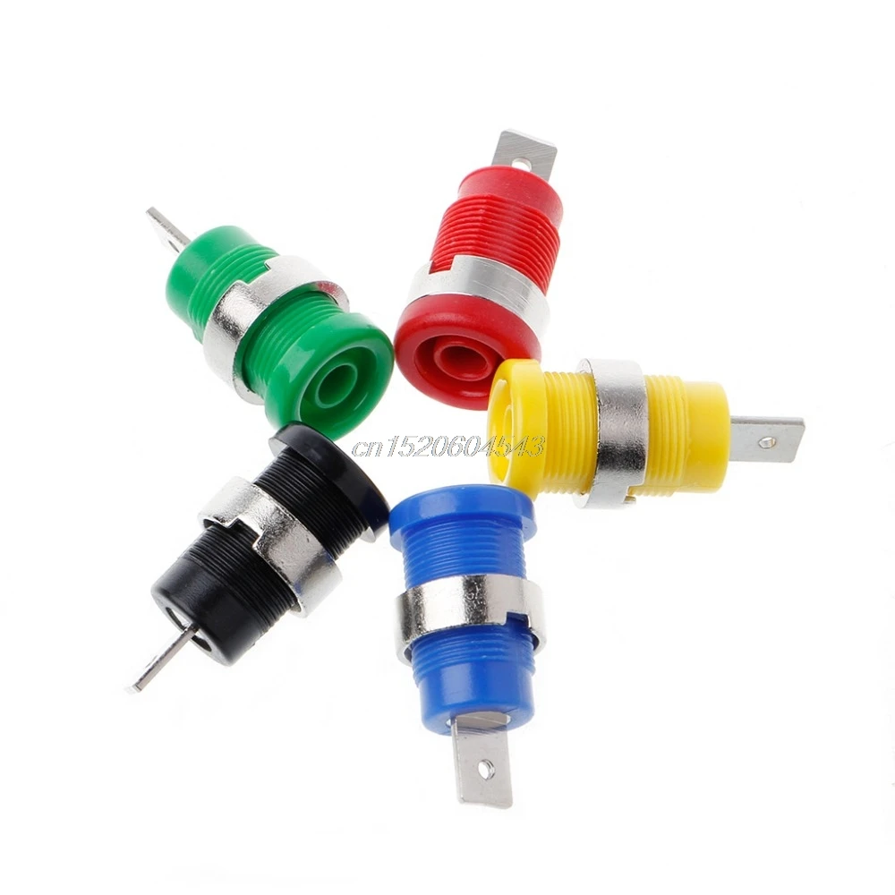 

5 Pcs 4mm Banana Plugs Female Jack Socket Plug Wire Connector 5 Colors Terminals Connectors R06 Drop Ship