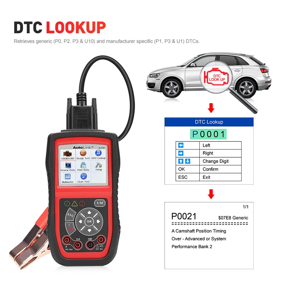 Устройство автосвязи мотеля AL539B батарея тестовый прибор OBD2 сканер Авто Код считыватель автомобильный диагностический инструмент Avometer испытание напряжения Cranking тест