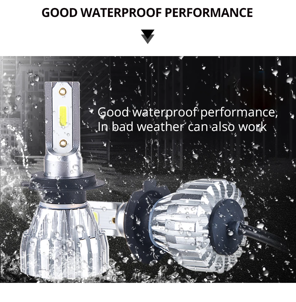 VooVoo 2Pcs H7 LED Car Lamp DOBCOB Chips H4 LED Headlight H11 H8 H1 H3 9005 9006 6500K 8000LM 50W Fanless Auto Headlamp Fog Lights 12V (9)