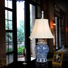 Художественная китайская фарфоровая Керамическая Настольная лампа для спальни, гостиной, свадьбы, настольная лампа Jingdezhen, светодиодная настольная лампа
