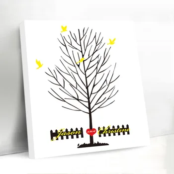 

Unique Fingerprint Tree Canvas Wedding Guest Book with Inkpad Custom Names Personalized Wedding Decoration for Bride and Groom