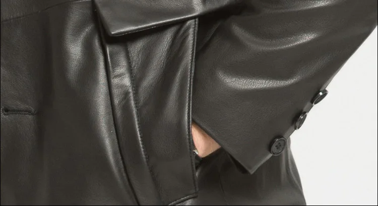 Maylooks new leather men's top layer, middle and long style windbreaker, self-fitting, business, leisure, lapel coat WS127