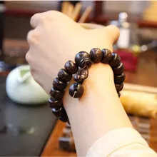 Ubeauty talladas A Mano real de cuentas de madera de melocotón pulsera de Buda pulseras para hombres mujeres