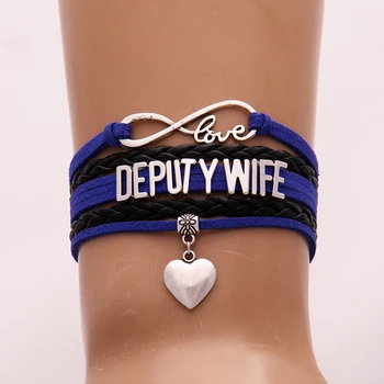 

(10pcs/lot) Infinity Love DEPUTY WIFE/MOM/GRANDMA Bracelet Heart Pendant Handmade Bracelets & Bangles Jewelry For Women Men