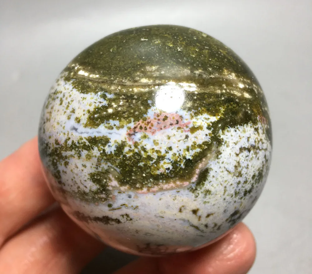 

211g NATURAL OCEAN JASPER QUARTZ BALL CRYSTAL HEALING wedding souvenirs guests