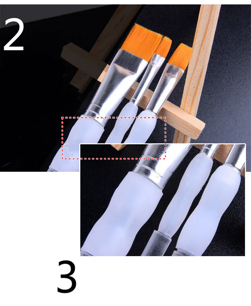 EZONE 3 шт./компл. прозрачный стержень Краски Кисть плоская набор нейлоновых волосяных кистей для начинающих акварель масло Краски ing гуашь художественная канцелярских товаров