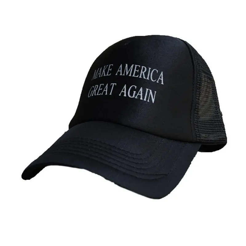 Новые дышащие кепки для бега для мужчин сделать Америку большой снова печатных Регулируемый головной убор кепки сетки спортивные шапки - Цвет: Черный