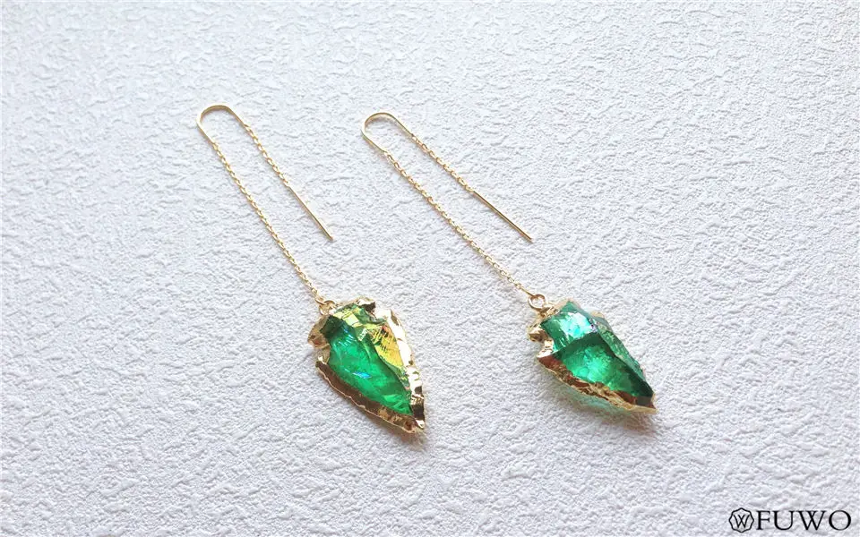 Natural Aura Crystal Quartz Earrings 7