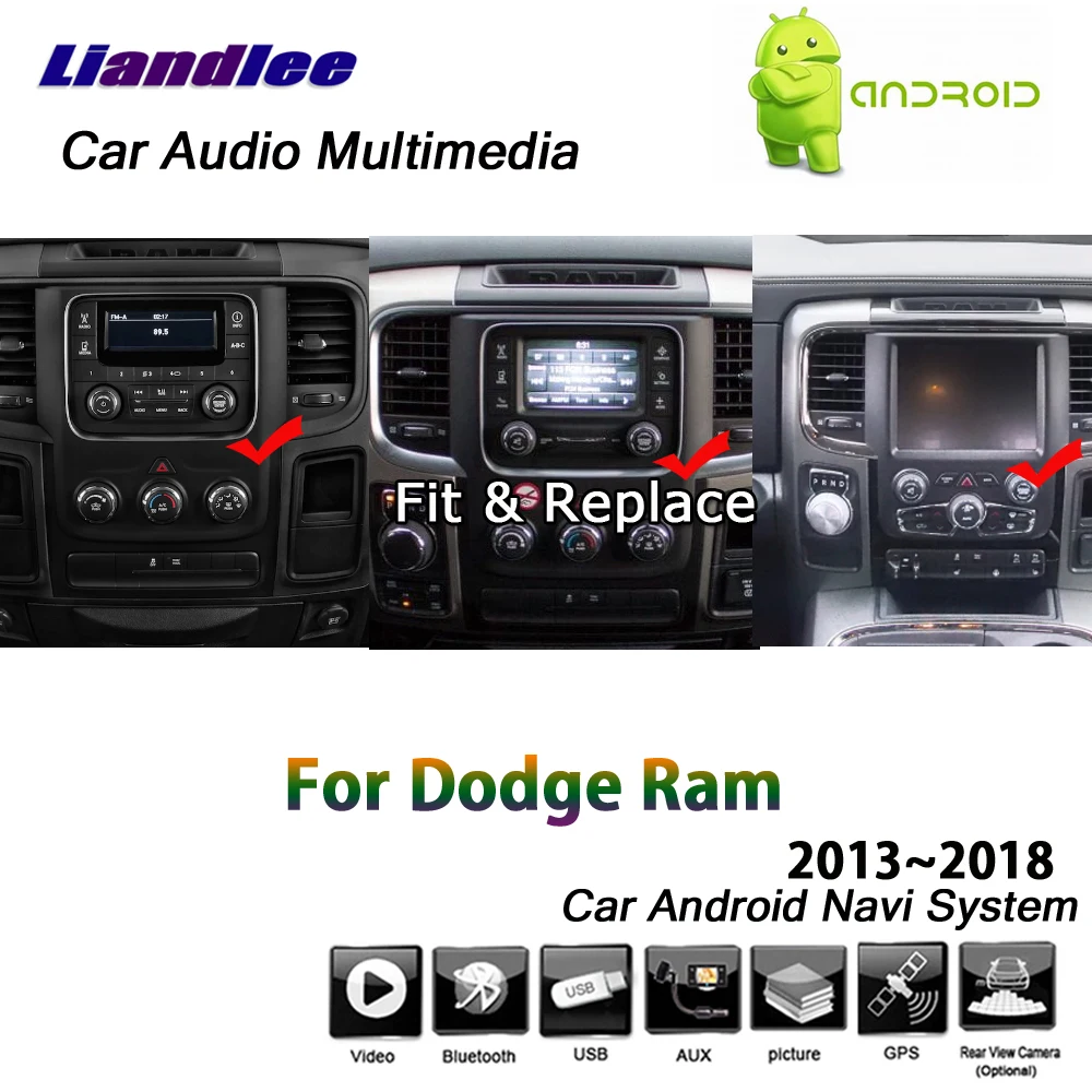 Top Liandlee Android For Dodge Ram 2013~2018 Stereo Tesla style Carplay Mirror link BT USB Wifi Map GPS Navi Navigation Multimedia 12