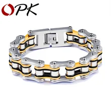 ОПК Панк цепь мотоцикла мужские браслеты красный черный золотой цвет смешанный цветной блок Байкер крутой браслет для мужчин ювелирные изделия GS856