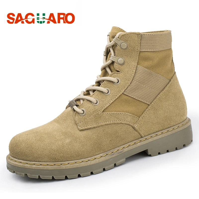 

SAGUARO 2018 New Men Military Boot Genunie Leather Tactical Desert Combat Ankle Boots for Men Winter Army Work Shoes Botas