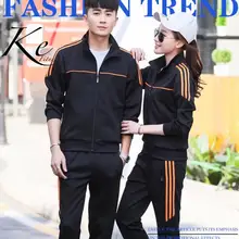 KE повседневный костюм женский весенне-осенний спортивный костюм мужской спортивная одежда для бега парные модели хлопок Женский Мужской черный полосатый