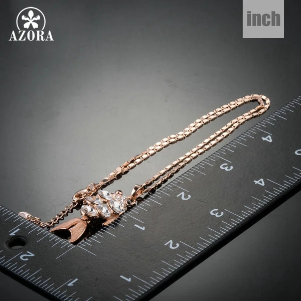 AZORA Agile Fish Rose Gold Color Clear Stellux Austrian Crystal Pendant Necklace TN0133