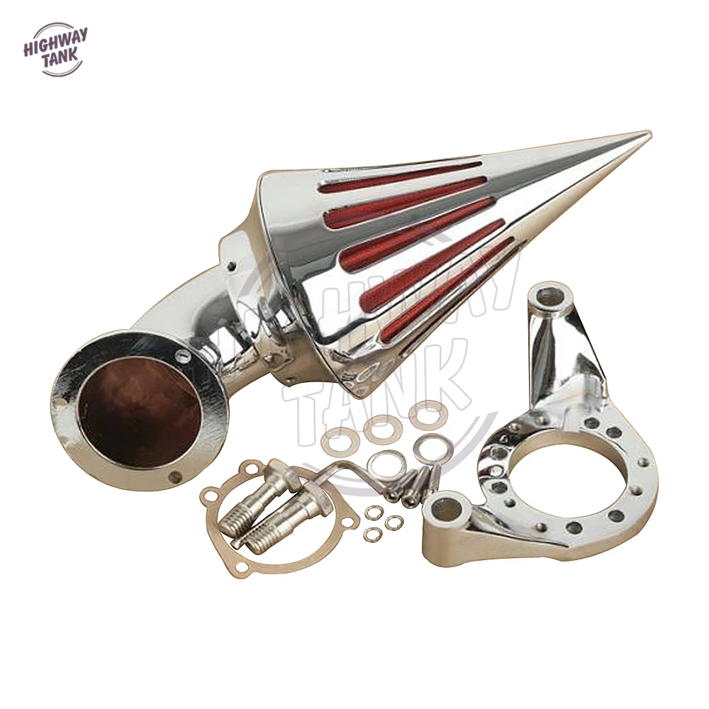 Chrome Aluminum Motorcycle Kit Cone Spike Air Cleaner Intake Filter