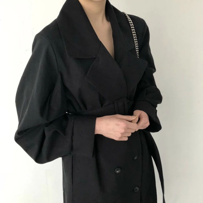 Collar Manches Nouveau Mode Double Boutonnage down Femelle De Top Femmes 2018 Pleine Solide Corée Tranchée Automne xitao Zll1674 Couleur Turn Zll1674 Black khaki POpqwO