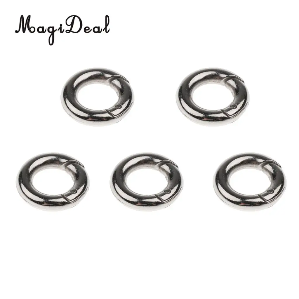 MagiDeal 10 Pieces Round Push Gate Snap Open Hook Spring Ring Key Chain Carabiner