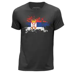 STUFF4 Для мужчин в темно-серый футболка с круглым вырезом/Сербия/сербский флаг Splat/SZ подарок футболка с принтом, хип-хоп летняя футболка