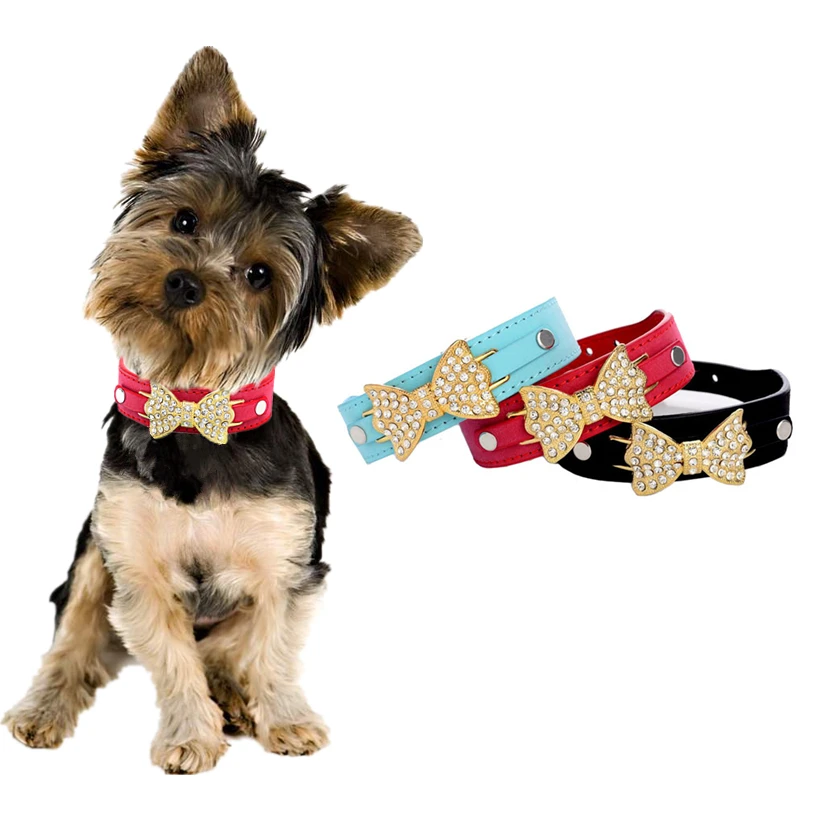 Pet Collars Pu Leather XS M Pet Dog Puppy Cat Collar Bling Crystal With