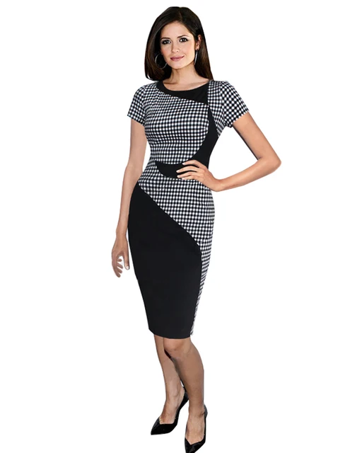 2016 Ladies Elegant Plaid Formal Tunics Office Wear To Work Business