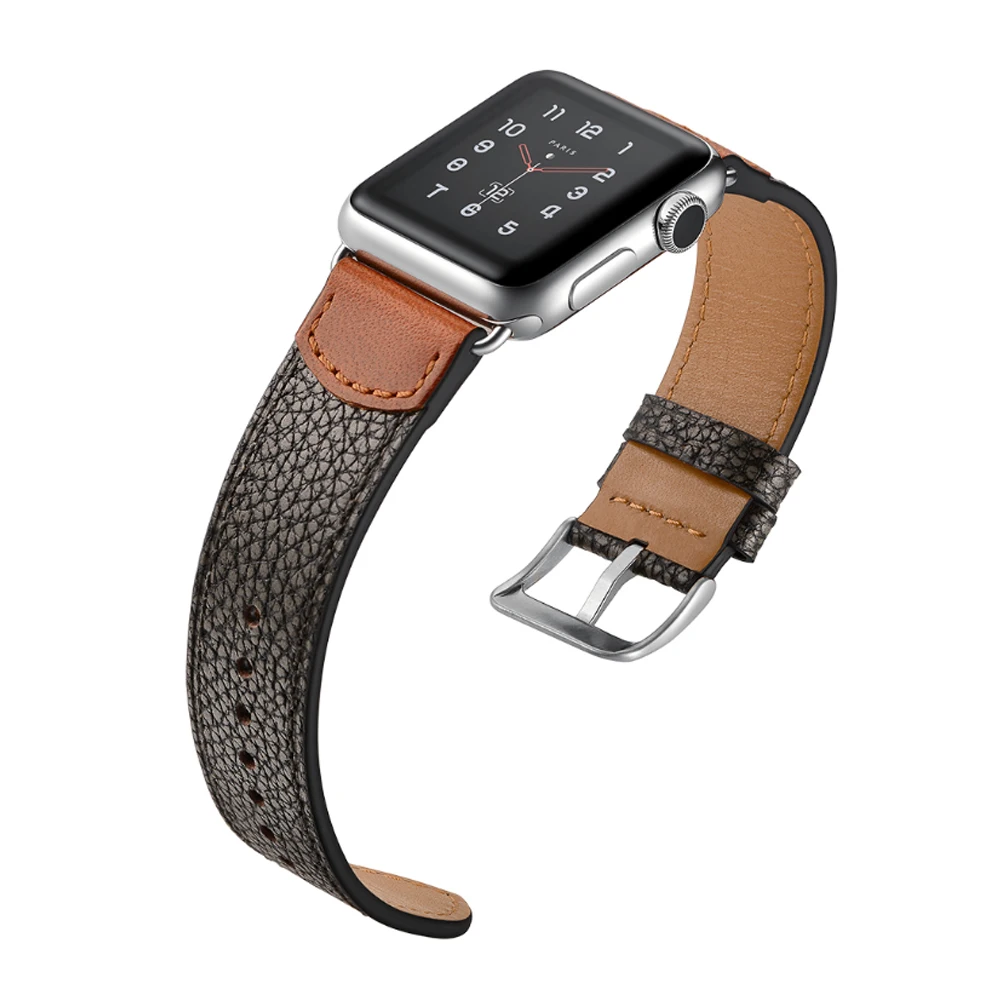 Ремешок из натуральной кожи для Apple watch band 44 мм 40 iwatch 42 38 браслет с каменным узором