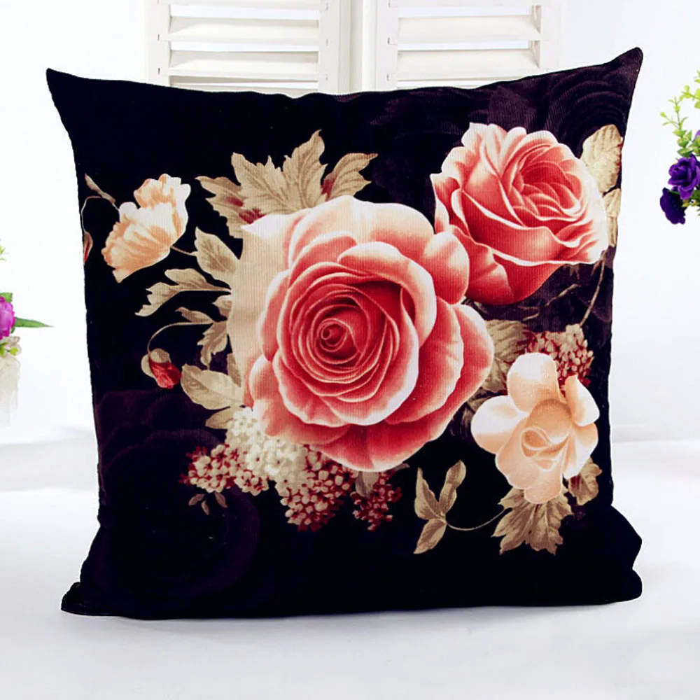 Розовый чехол для подушки печати и окрашивания; пион диван-кровать домашний декор подушка чехол цветок чехол для подушки декоративный чехол на подушки