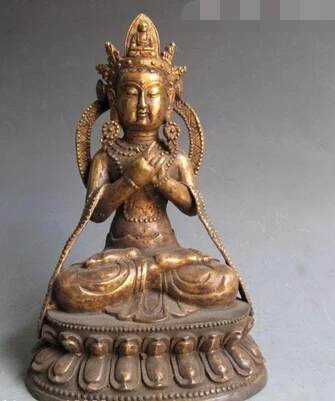 

JP S1086 9 Tibet Buddhism Old Copper Bronze Carved Vajrasattva Bodhisattva Buddha Statue