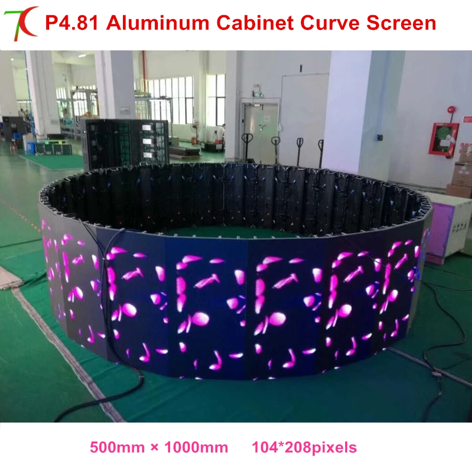 

500*1000mm P4.81 outdoor IP65 curve screen die-casting aluminum equipment cabinet for rental display